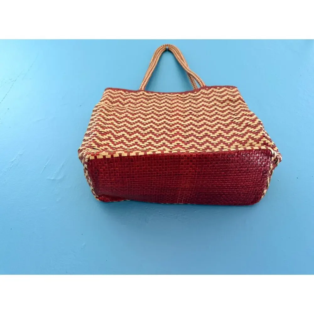 Vintage Romani Fratelli Woven Shoulder Bag Made Italy Boho Chevron Tote Purse